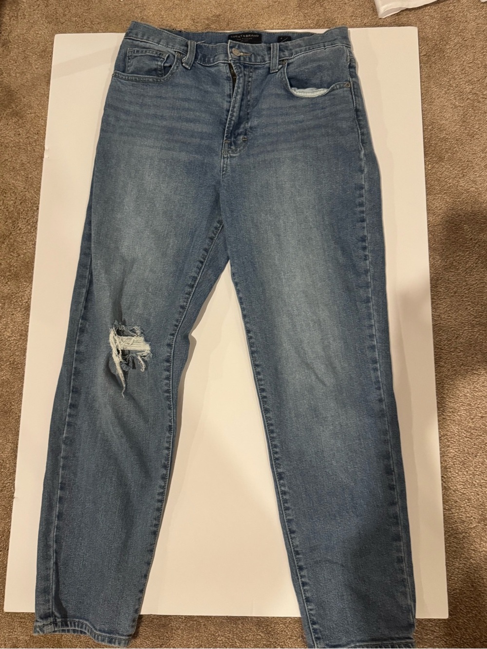 Women's Lucky Blue Distressed high rise mom jeans